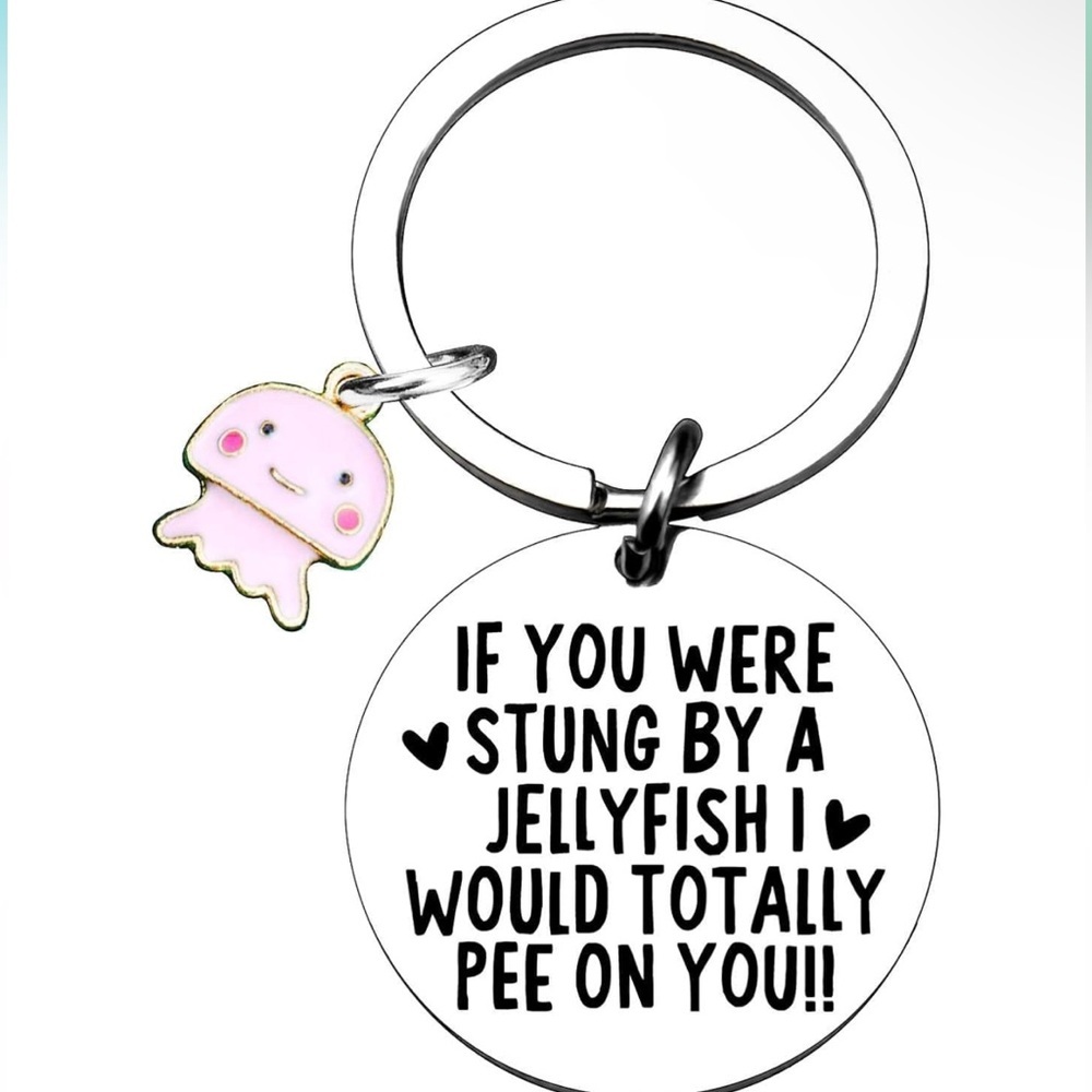 NEW, I would pee on you, jellyfish keychain, pink or blue